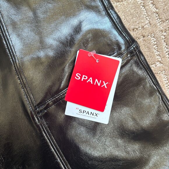 Spanx Faux Patent Leather Leggings Womens XL Black High Waisted Sexy Cosplay NWT - Picture 3 of 12